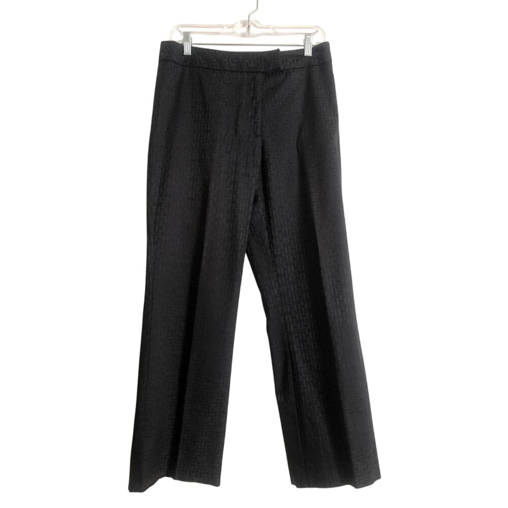 Tribal Stretch Extensible Black Straight Wide Leg Textured Dress Trousers Pants